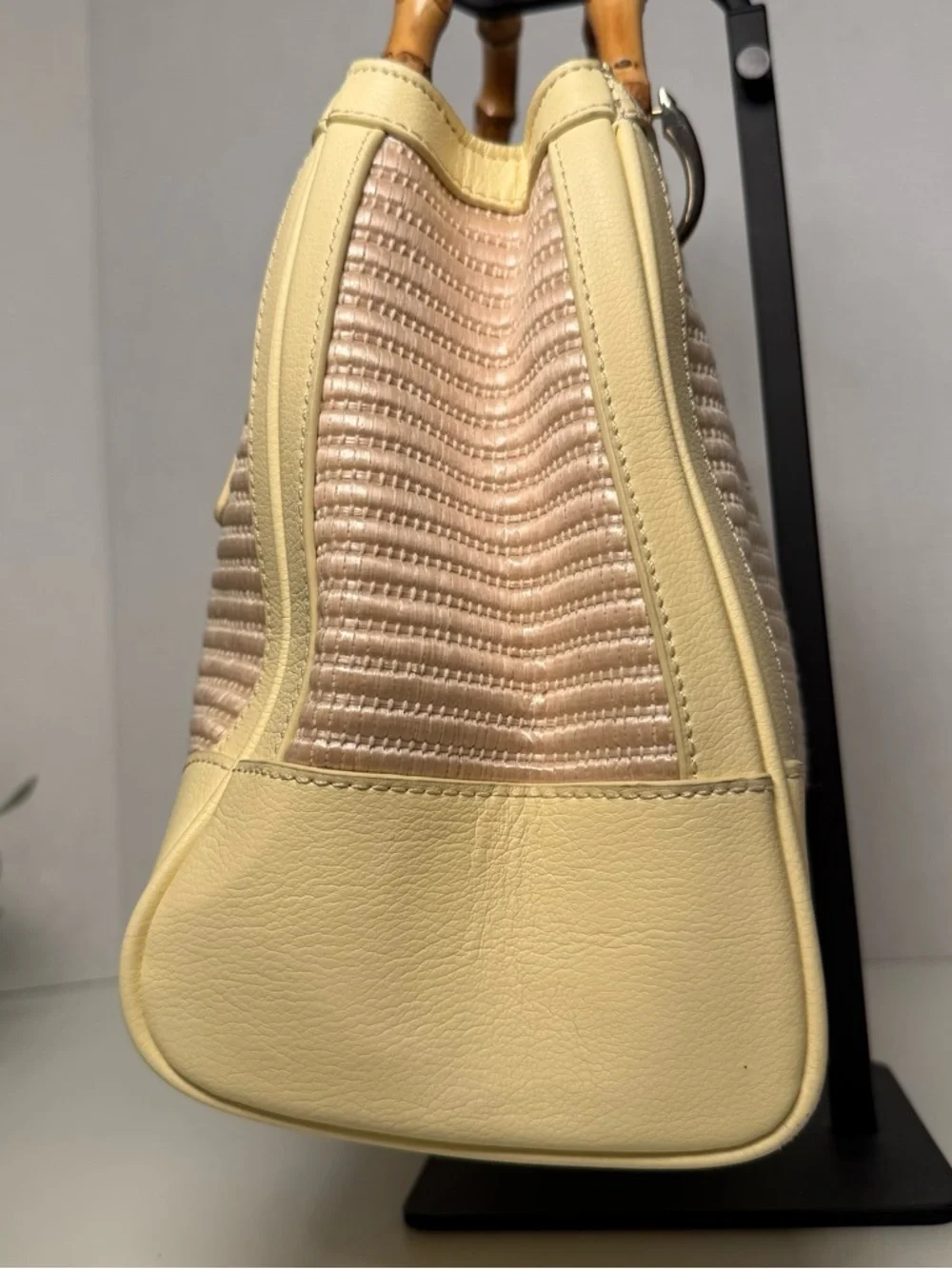 Spartina 449 Pearl Bamboo Chic Satchel Straw Woven Handbag